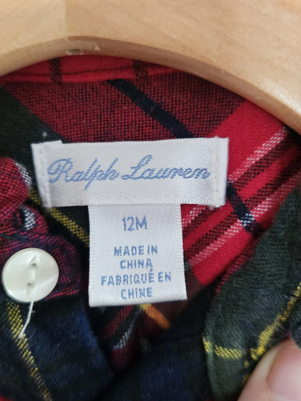 Ralph Lauren Kids Tartan Plaid Cotton Flannel Dress. 12 Months